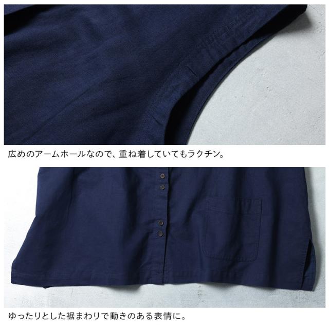はちみつ堂 ふたごボタンのベスト レディース ノースリーブ Vネック 麻混 リネン混 重ね着 トップス_13
