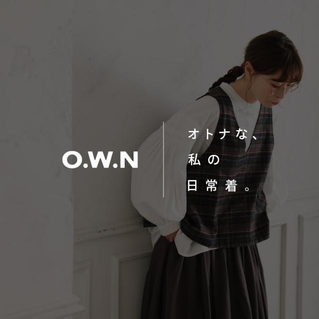 O.W.N 秋の気配を重ねるベスト レディース プルオーバー ノースリーブ Vネック リネン混 麻混 チェック トップス_1