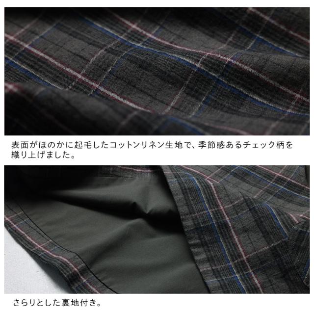 O.W.N 秋の気配を重ねるベスト レディース プルオーバー ノースリーブ Vネック リネン混 麻混 チェック トップス_12