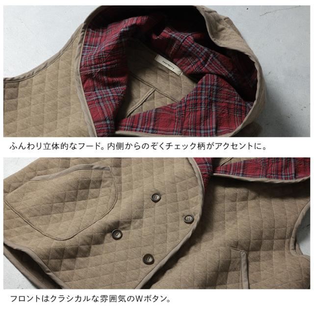 ブリードの森 アフタヌーンキルトのベスト レディース ジレ ノースリーブ フード付き キルティング 中綿 トップス_11