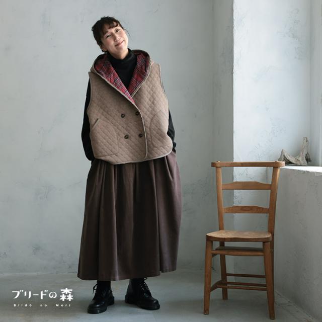 ブリードの森 アフタヌーンキルトのベスト レディース ジレ ノースリーブ フード付き キルティング 中綿 トップス_8
