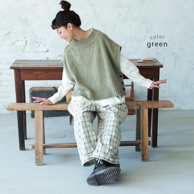 はちみつ堂 冬のアイスクリームなネップのベスト レディース プルオーバー クルーネック ノースリーブ フレンチスリーブ トップス_3