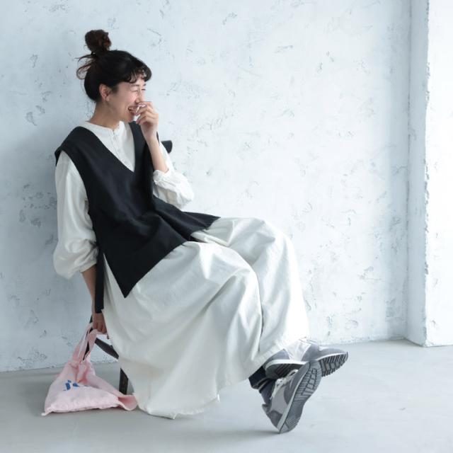 店長がつくった、ガーデニング気分なベスト レディース ノースリーブ Vネック リネン混 麻混 ワーク風 トップス_4