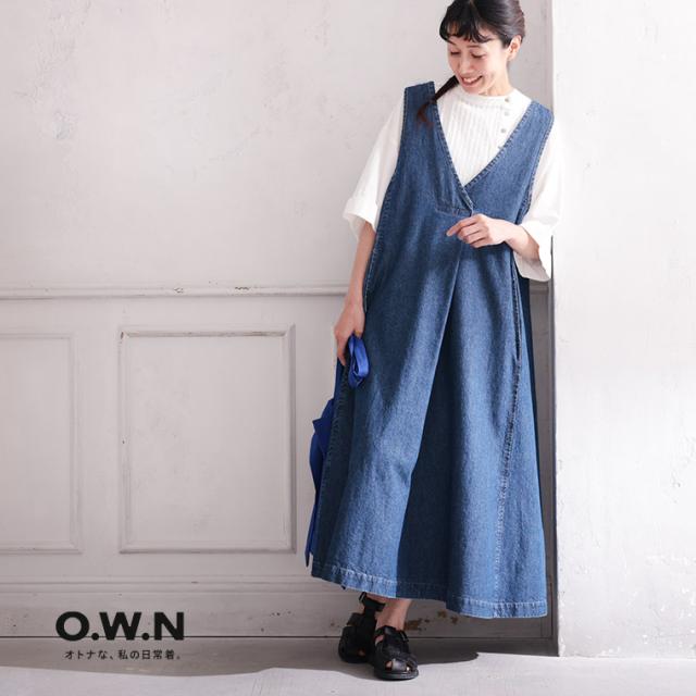 O.W.N フレンドリーなデニムワンピ レディース ジャンスカ ジャンパースカート ロング