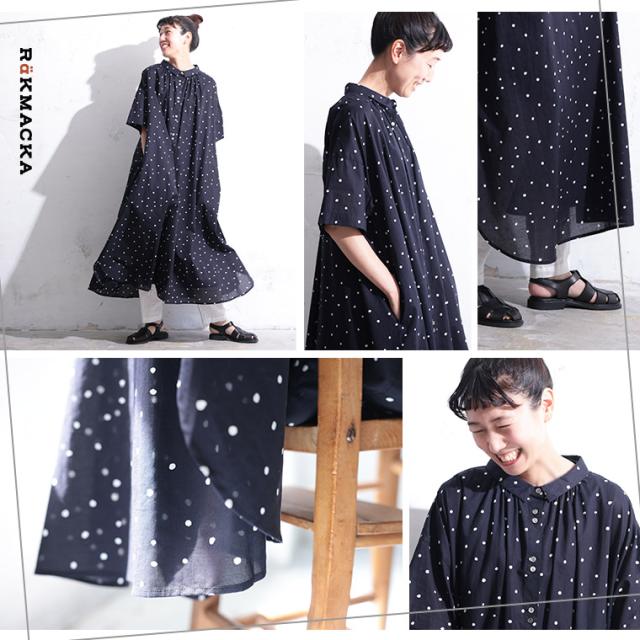 【ついに再入荷！】RaKACKA(レックマッカ) 星屑のワンピース レディース シャツワンピース 半袖 5分袖 Aライン フレア