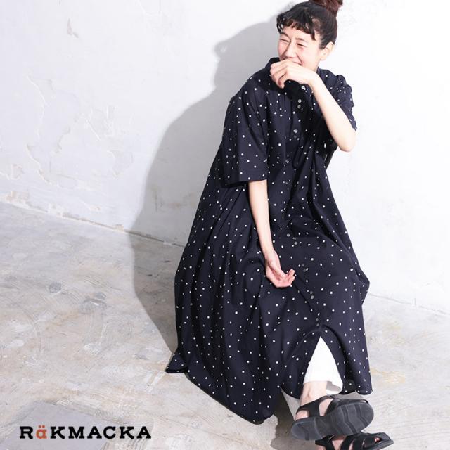 【ついに再入荷！】RaKACKA(レックマッカ) 星屑のワンピース レディース シャツワンピース 半袖 5分袖 Aライン フレア