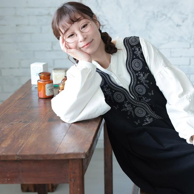 はちみつ堂 たっぷり刺繍のワンピース レディース ジャンパースカート