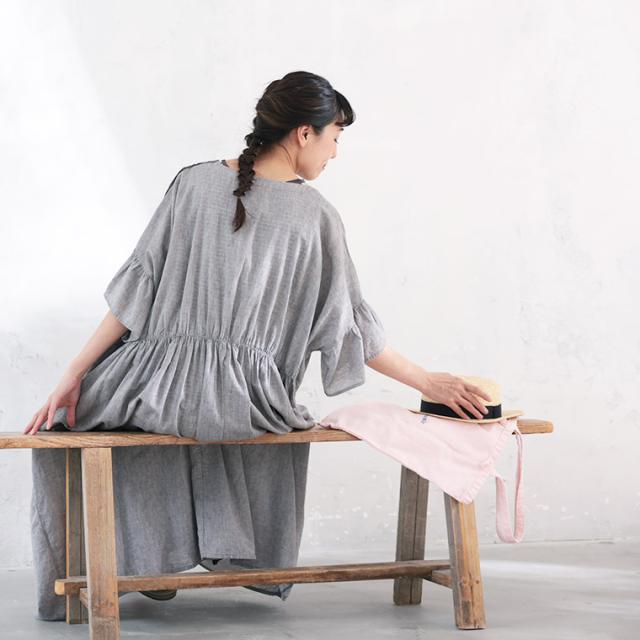 はちみつ堂 袖、そよぐワンピース。 レディース ロング 半袖 Aライン