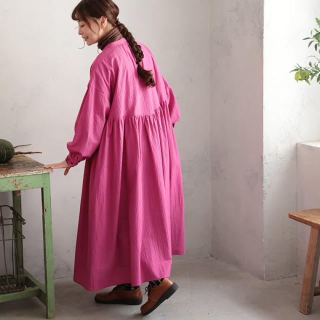 秋のお野菜色ワンピース レディース ロング フレア Aライン 長袖