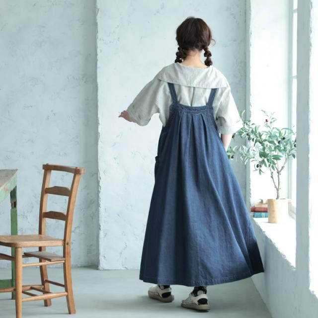 【ついに再入荷！】あしたのふく まいにち寄り添う、デニムのワンピース。 レディース ジャンパースカート サロペットワンピース