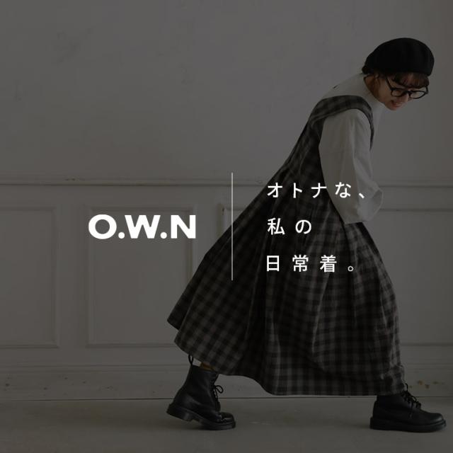 O.W.N モノトーンなチェックのジャンスカ レディース ワンピース ジャンパースカート ロング フレア Aライン ノースリーブ