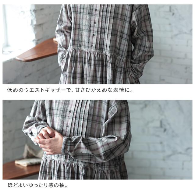 はちみつ堂 「わがまま別注」はちみつ堂の甘さひかえめチェックなワンピース レディース ロング フレア_13
