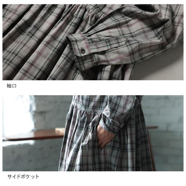 はちみつ堂 「わがまま別注」はちみつ堂の甘さひかえめチェックなワンピース レディース ロング フレア_14