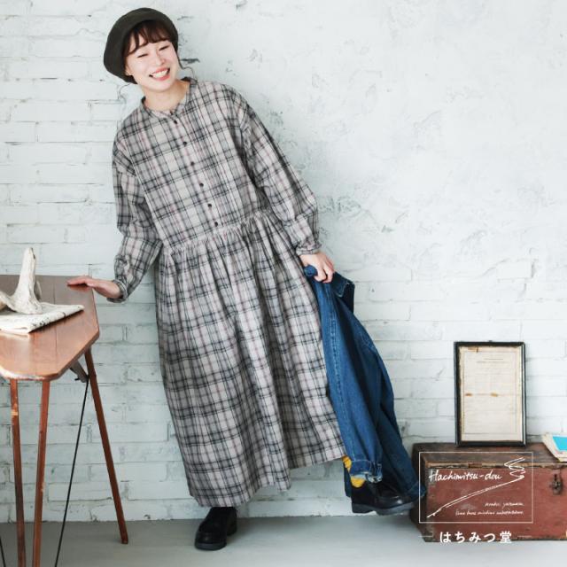 はちみつ堂 「わがまま別注」はちみつ堂の甘さひかえめチェックなワンピース レディース ロング フレア_8