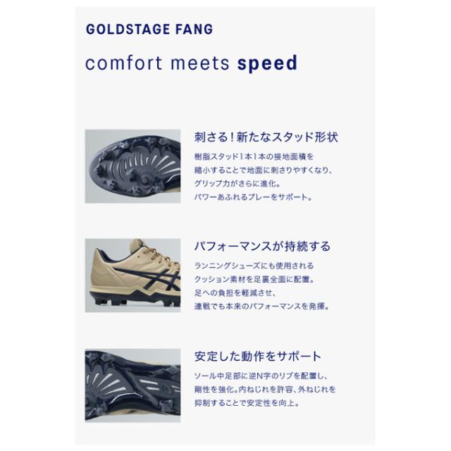 ASICS（アシックス）GOLDSTAGE FANG ゴールドステージ ファング（1121A067）P革取付不可 野球 ソフトボール ポイントスパイク 一般用