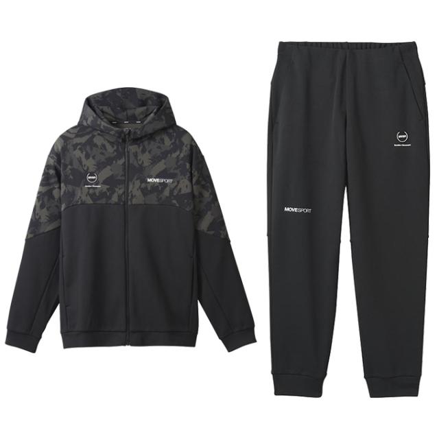 DESCENTE（デサント）S.F.TECH SHIELD 総柄グラフィック フードロゴフルジップフーディー パンツ 上下セット（DMMWJF23/DMMWJG23）メンズ