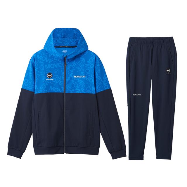DESCENTE（デサント）S.F.TECH ロゴ総柄 バックロゴ フルジップフーディー パンツ 上下セット（DMMXJF21/DMMXJG21）Move Sport メンズ