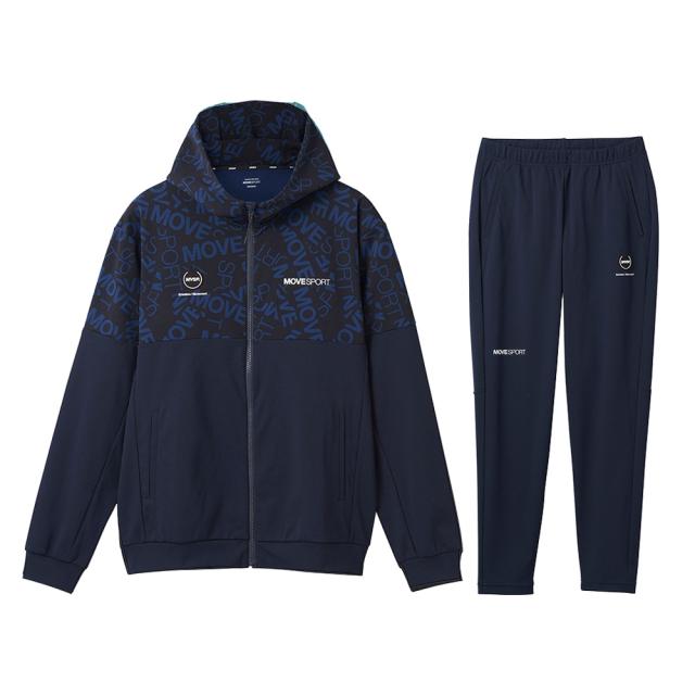 DESCENTE（デサント）S.F.TECH ロゴ総柄 バックロゴ フルジップフーディー パンツ 上下セット（DMMXJF21/DMMXJG21）Move Sport メンズ