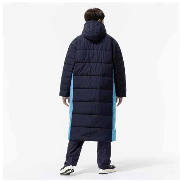 良品　ミズノ　中綿ロングベンチコート　XL　フード付 ダウンコート　ネイビー 超美品】ミズノ 中綿ベンチコート ネイビーXL 良品 ミズノ 中綿ロング