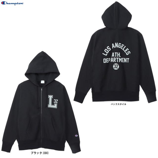 【ブラック/Mのみ】Champion（チャンピオン）リバースウィーブ ジップフーデッドスウェットシャツ（C3Y110）スポーツ カジュアル パーカー ユニセックス