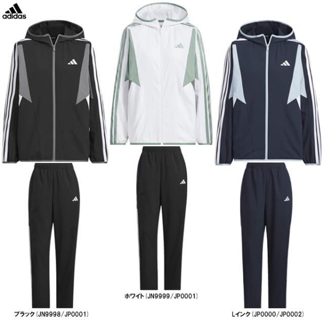 adidas（アディダス）W TEAM クロスジャケット パンツ 上下セット（KQD79/KQD80）トレーニング フードあり ウェア 長袖 レディース