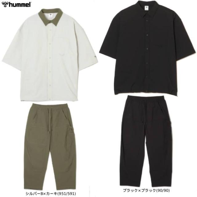hummel（ヒュンメル）PLAY シアサッカー半袖フルボタンシャツ バレルパンツ 上下セット（HAW4237/HAW3098P）カジュアル ユニセックス
