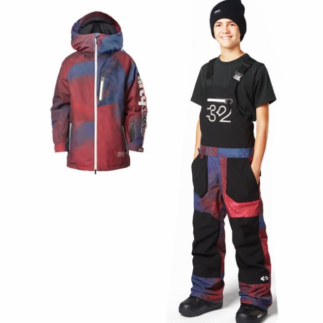 子供用 サーティーツー 上下セット THIRTYTWO YOUTH GRASSER INSULATED JACKET / BASEMENT BIB 24-25 KIDSアウター スノーボード ウェア