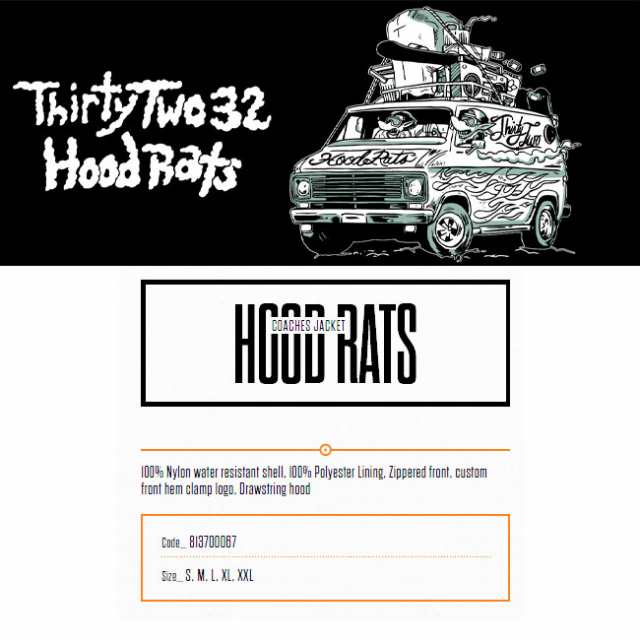 限定モデル サーティーツー コーチジャケット THIRTYTWO HOOD RATS ...