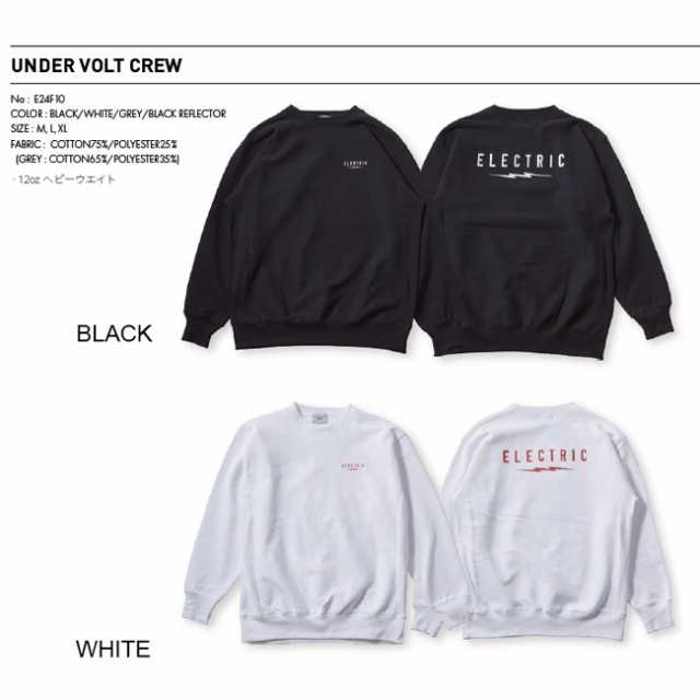 23 ELECTRIC トレーナー UNDER VOLT CREW - BLACK - 国内正規品