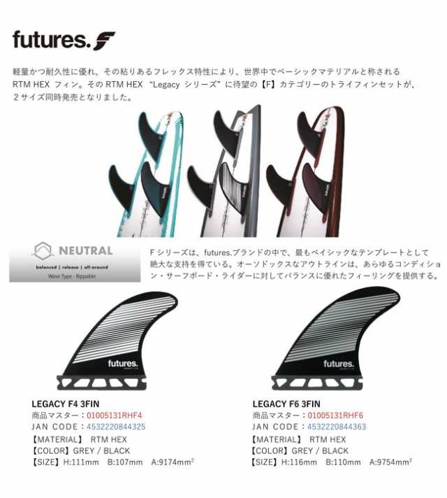 フューチャー フィン FUTURES FIN RTM HEX LEGACY F4 サーフィン