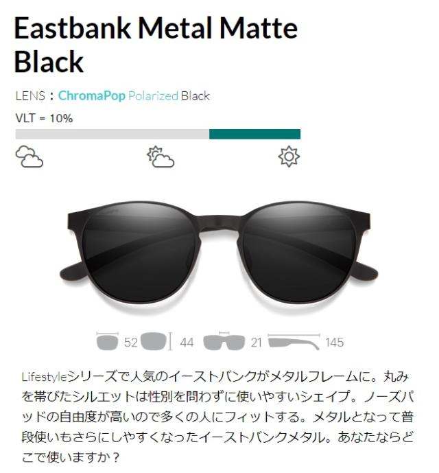 サングラス スミス SMITH Eastbank Metal Matte Black (ChromaPop 