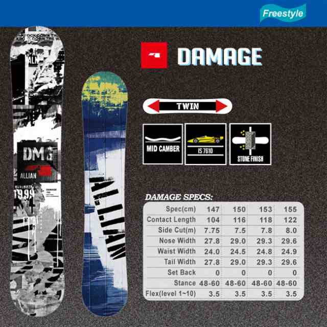 予約 アライアン スノーボード ALLIAN DAMAGE 23-24 ダメッジ