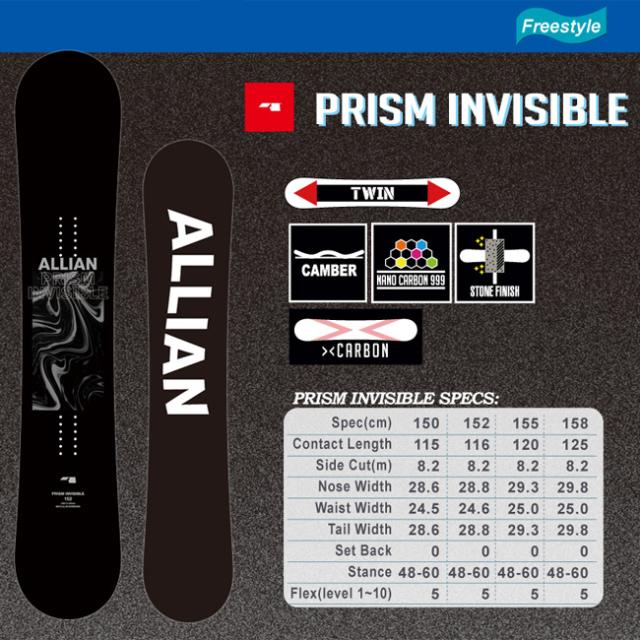 ALLIAN PRISM INVISIBLE 150 2020～2021 ALLIAN PRISM INVISIBLE 150スノーボード （アライアン