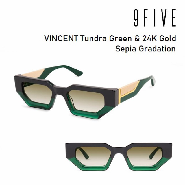 サングラス 9five VINCENT Tundra Green & 24K Gold Sepia Gradation ナインファイブ ヴィンセント スケート HIP HOP界やNBAからも支持