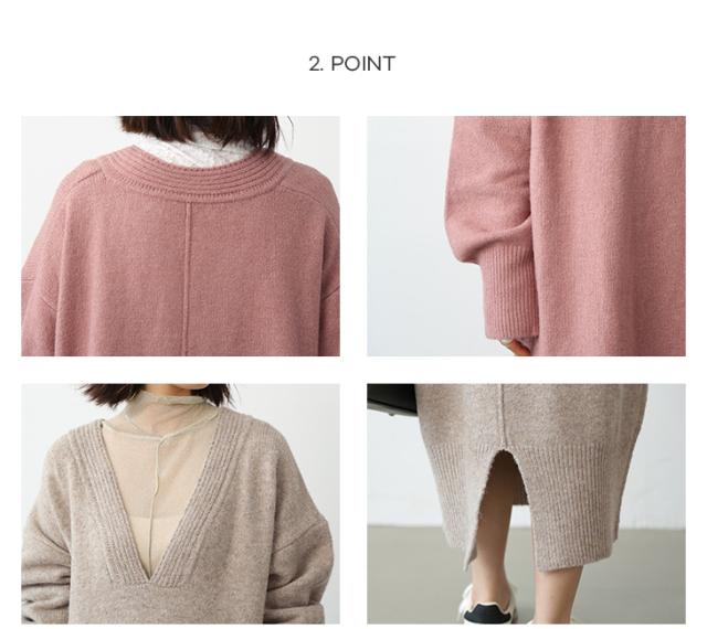 ディープVネックニットワンピース ロングワンピース カフタンデザイン