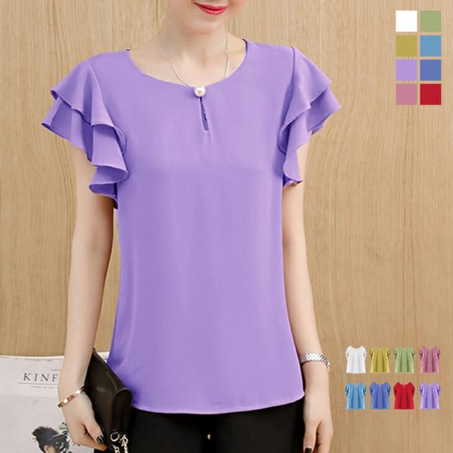 春新作 シフォンブラウス 半袖 レディース フリル 袖 ブラウス シャツブラウス トップス 白 大きいサイズ プチプラ レディースファッショの通販はau Pay マーケット ワンピスター Au Pay マーケット店