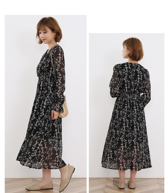 新色入荷マキシワンピース レディース 花柄 Vネック