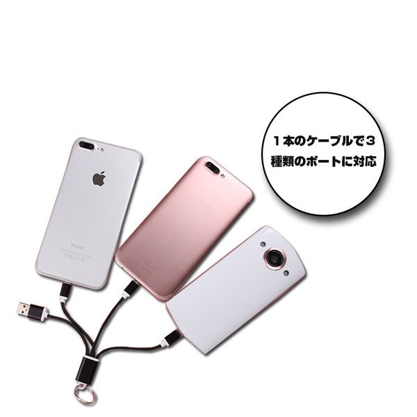 iPhone15ケーブル USB Type-C 3in1 iPhoneケーブル 充電器 micro USB Android用 Type-C 急速充電ケーブル 高耐久ナイロン モバイルバッテリー USBケーブル
