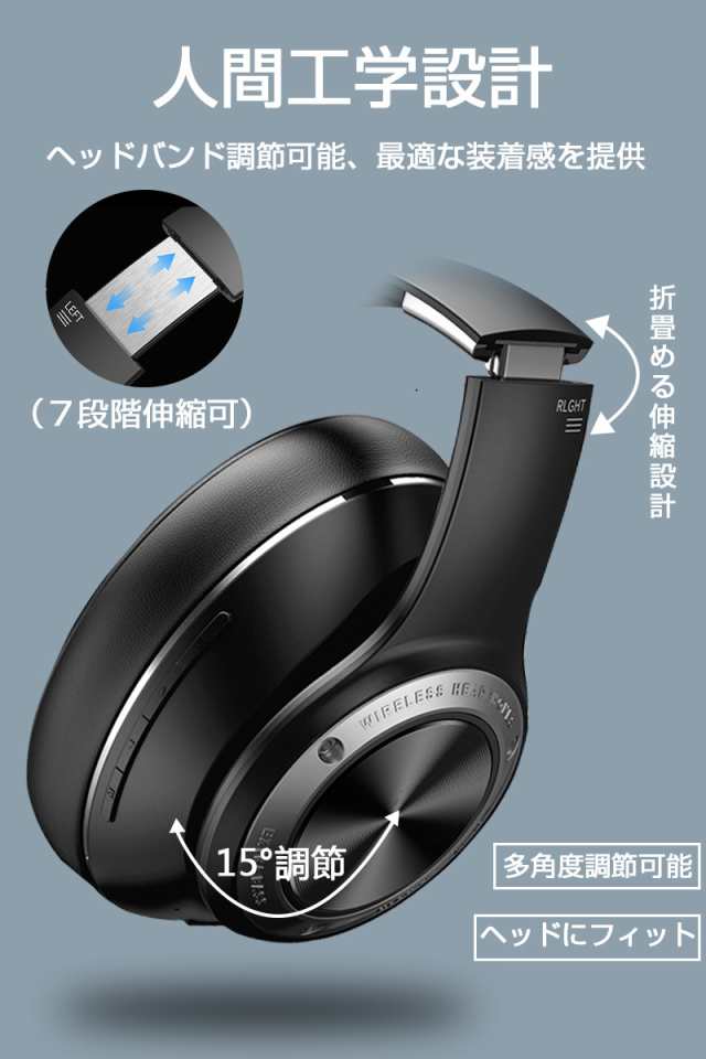 ワイヤレスイヤホン ゲーミングヘッドフォン ゲームヘッドセット Bluetooth5.2 有線無線両用 密閉型 高音質 重低音 折畳み式