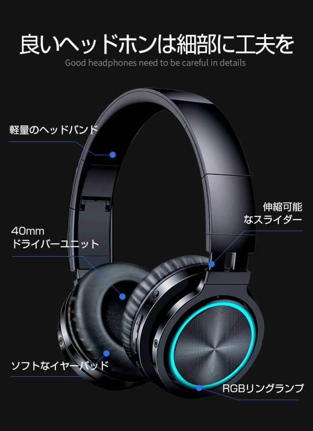 ワイヤレスヘッドホン Bluetooth5.2 ゲーミングイヤホン ブルートゥースヘッドフォン ワイヤレスイヤホン 有線無線兼用 メモリカード対応の通販はau  PAY マーケット - 明誠ショップ