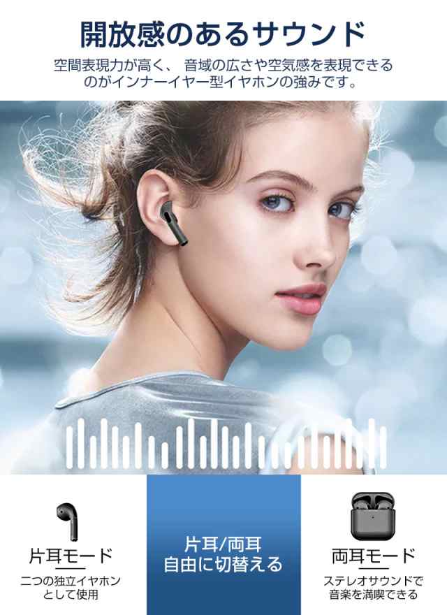 ワイヤレスイヤホン Bluetooth 5.3 ブルートゥース タッチ式 左右分離
