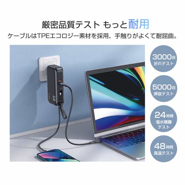 モバイルバッテリー ACアダプター 15000mAh 55.5Wh コンセント一体型