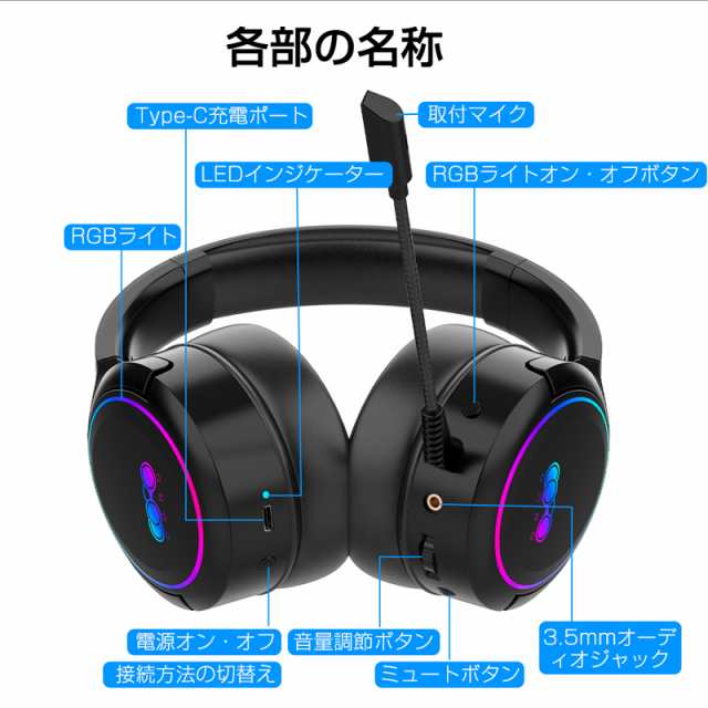 最高級 Bluetooth LED ゲーミングヘッドセット tessiturasdenos.com.br