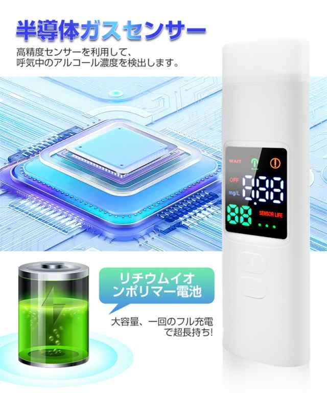 アルコール検知器 アルコールチェッカー 息を吹き込むだけで簡単測定！ 呼気中のアルコール濃度検知 ポータブル型 酒気帯び運転防止にの通販はau PAY  マーケット - 明誠ショップ