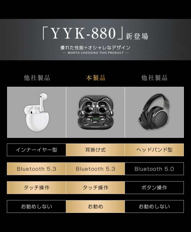 空気伝導ワイヤレスイヤホン オープンイヤー Bluetooth5.3 耳を