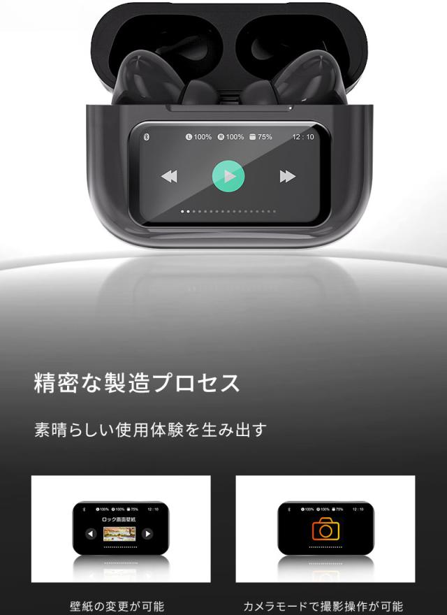 2026最新モデル ワイヤレスイヤホン 液晶付きイヤホン ヘッドセット Bluetooth6.1 大画面搭載 1.47インチ カラースクリーン ANC+ENC ノイズキャンセリング 操作簡単 TWS カナル型 ステレオサウンド 自動ペアリング 左右分離型 低遅延 防水防滴 【PL保険加入済み製品・安心】_13