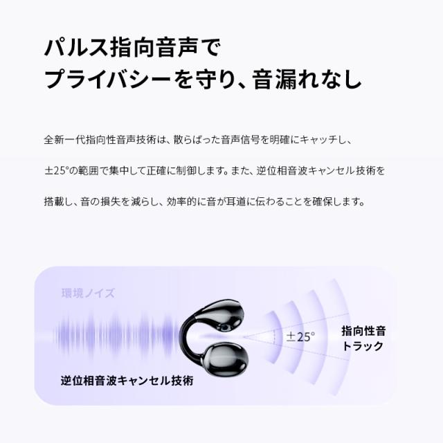 【2026年新モデル】 空気伝導イヤホン Bluetooth5.4 TWS 完全ワイヤレスイヤホン イヤーカフ型 挟み込みタイプ 耳を塞がない ENC ノイズキャンセリング 単一指向性 自動ペアリング HiFi高音質 充電ケース付き 防水防滴 軽量 日本語取扱説明書 【PL保険加入済み製品・安心】_8