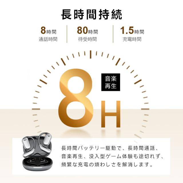 空気伝導イヤホン Bluetooth5.4 2.01インチ液晶付き 【2026最新型 タッチパネル搭載】周囲の音が聞こえる 耳掛け型 TWS＆OWS オープンイヤー式 Hi-Fi高音質 ENCノイズキャンセリング 左右分離型 コンパクト 安定装着 Type‐C充電 携帯便利 【PL保険加入済み製品・安心】_10