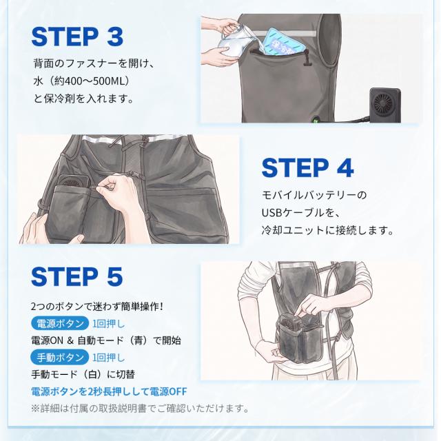 水冷服 冷却ベスト ペルチェ冷却 半導体冷却ユニット付き 水循環 USB 
