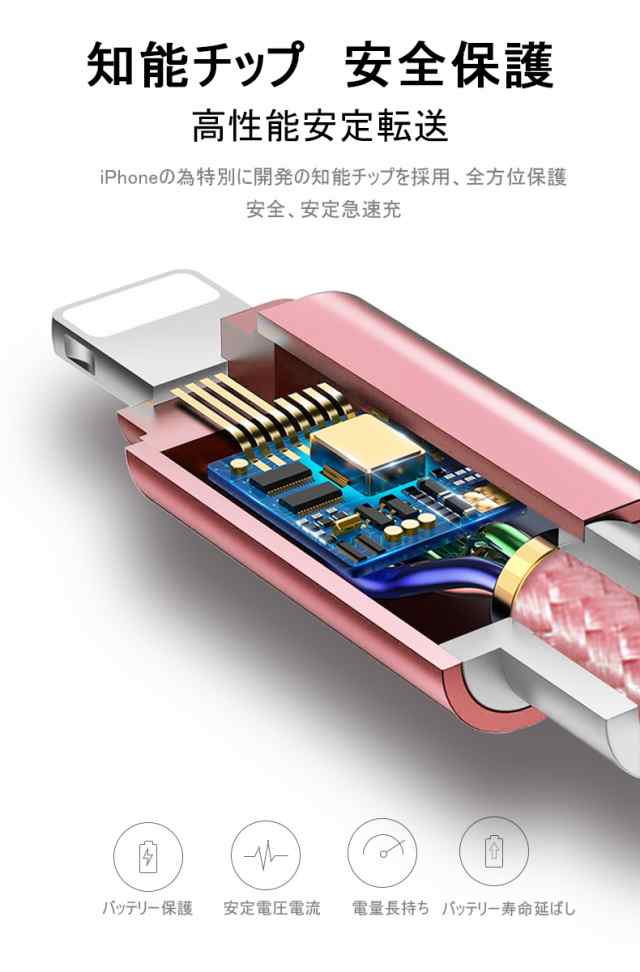 iPhoneケーブル 長さ2m 急速充電 iPad充電器 iPhone13 12 11 XS Max XR X 8PLUSデータ転送ケーブル  USBケーブル iPhone用充電コード の通販はau PAY マーケット - 明誠ショップ